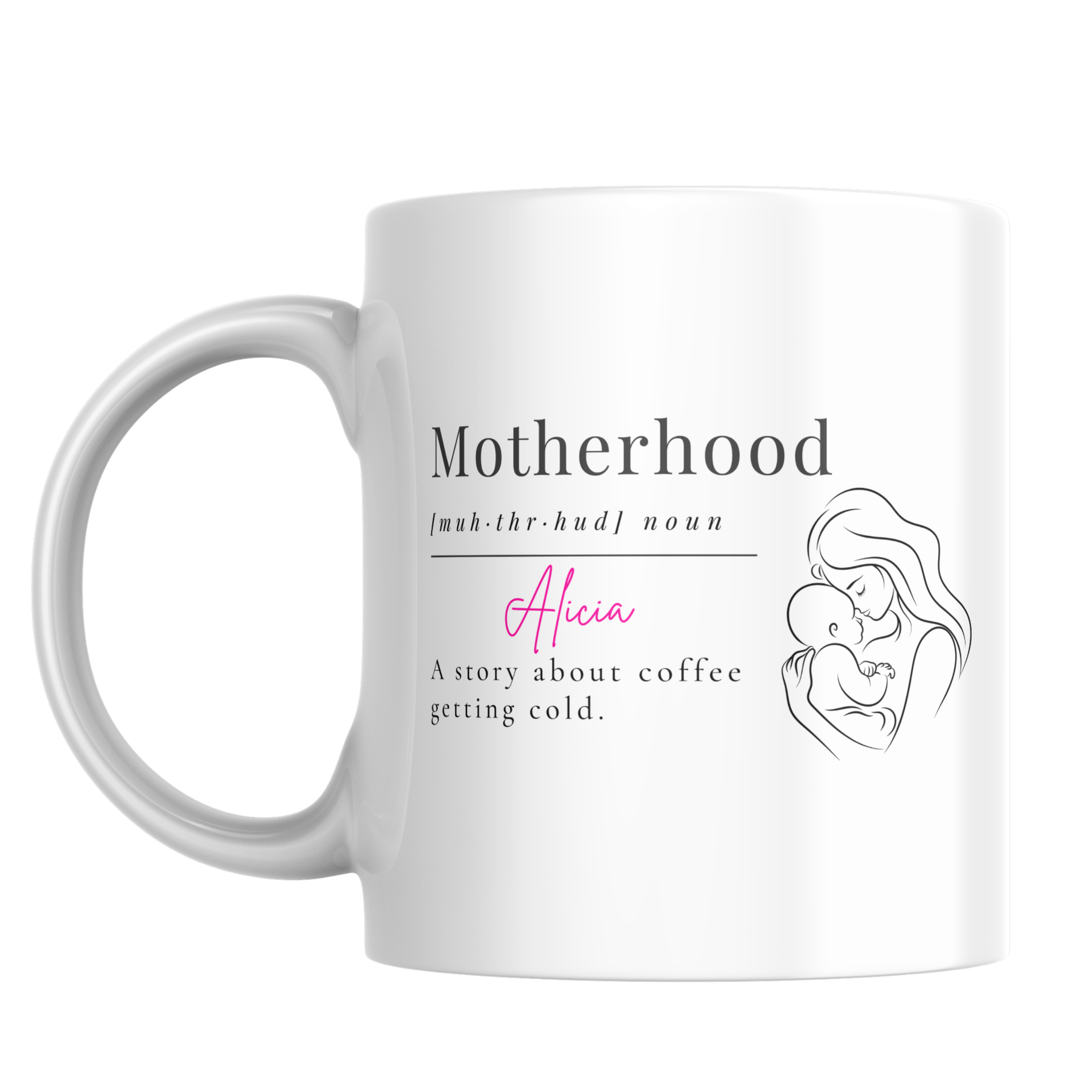 Personalized Motherhood Mug - Custom Name 11oz Ceramic Mug