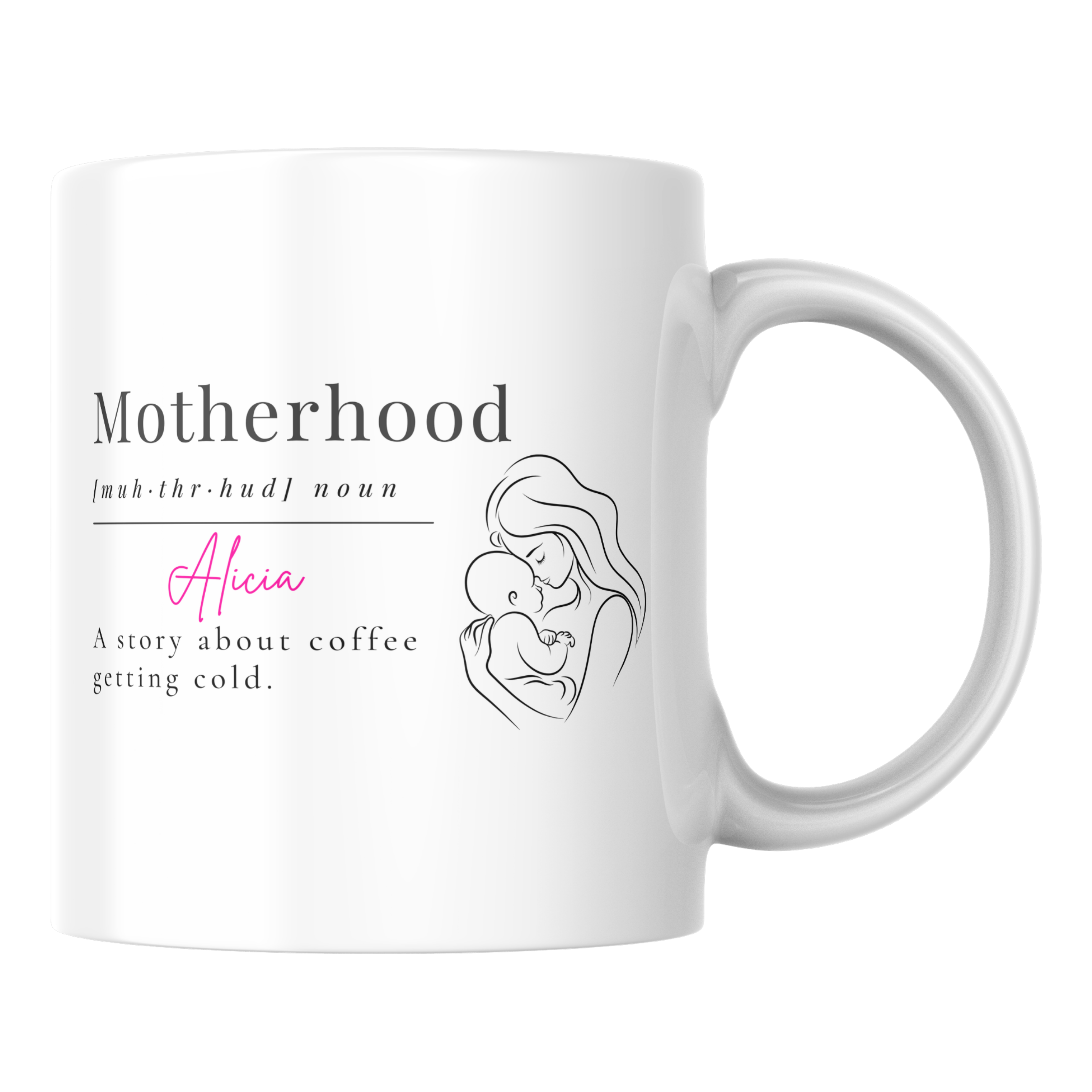 Personalized Motherhood Mug - Custom Name 11oz Ceramic Mug