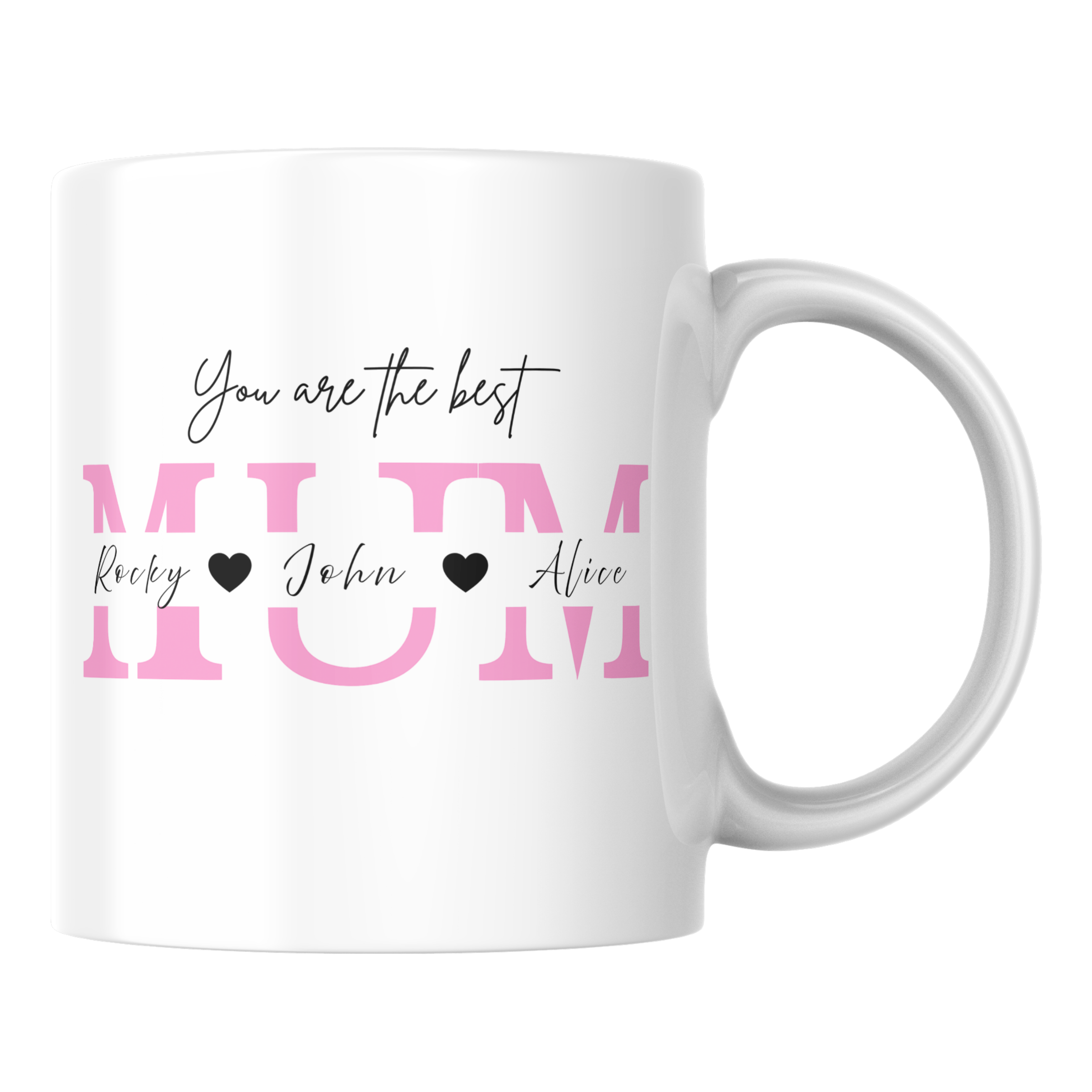 Personalized Family Names Mug - Custom 11oz Ceramic Mug for Mum