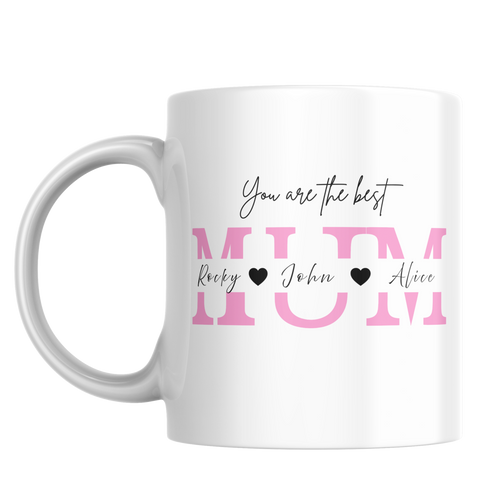 Personalized Family Names Mug - Custom 11oz Ceramic Mug for Mum