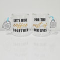 Personalized Double Wall Glass Coffee Mugs - Custom Couple Set